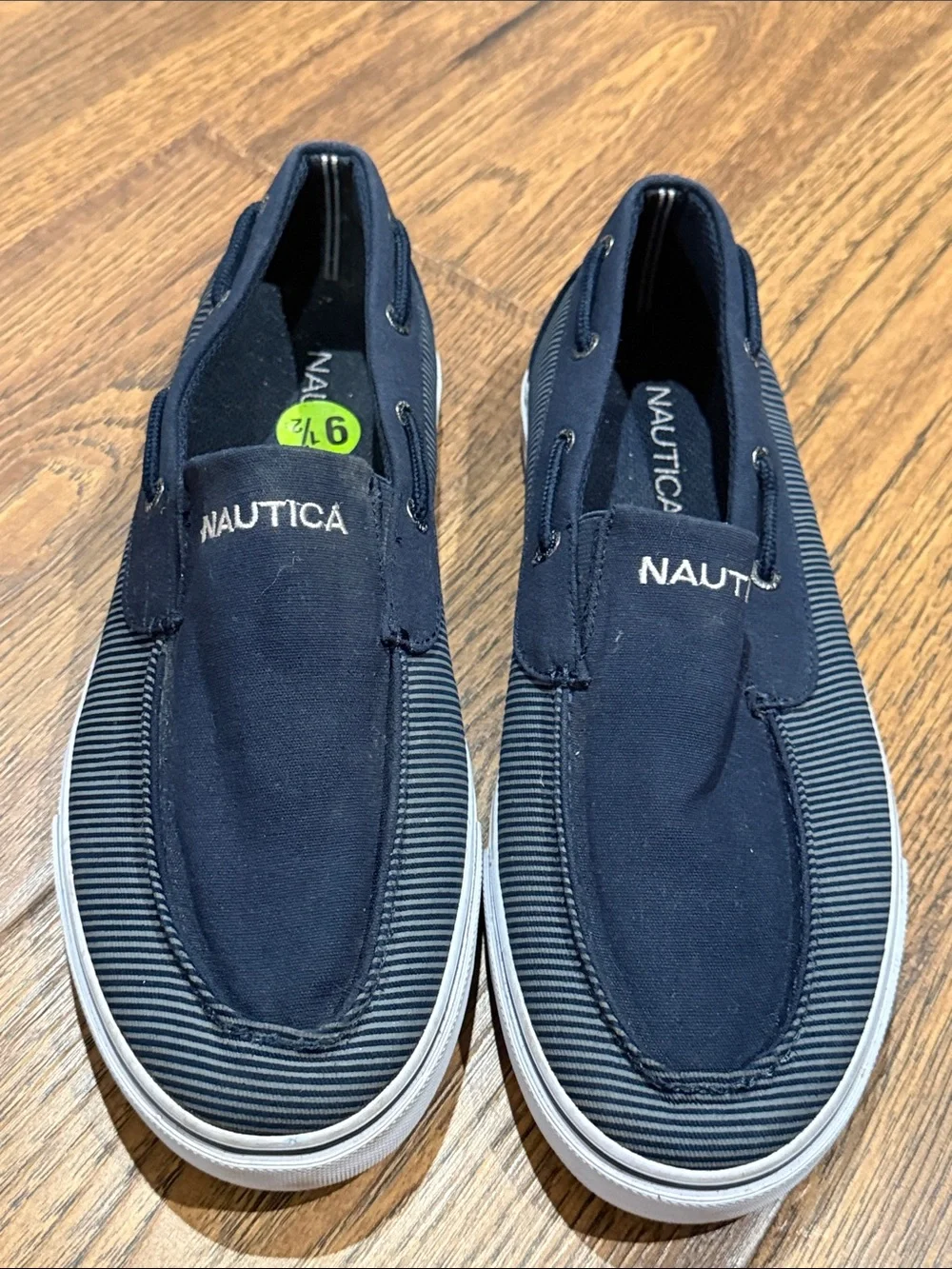Nautica Men’s Navy Slip-On Canvas Boat Sneakers with White Sole